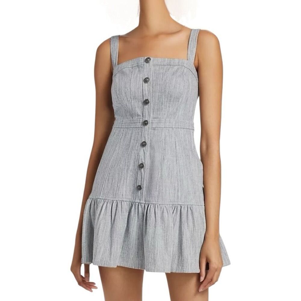 Elegant Gray Button-Down Mini Dress